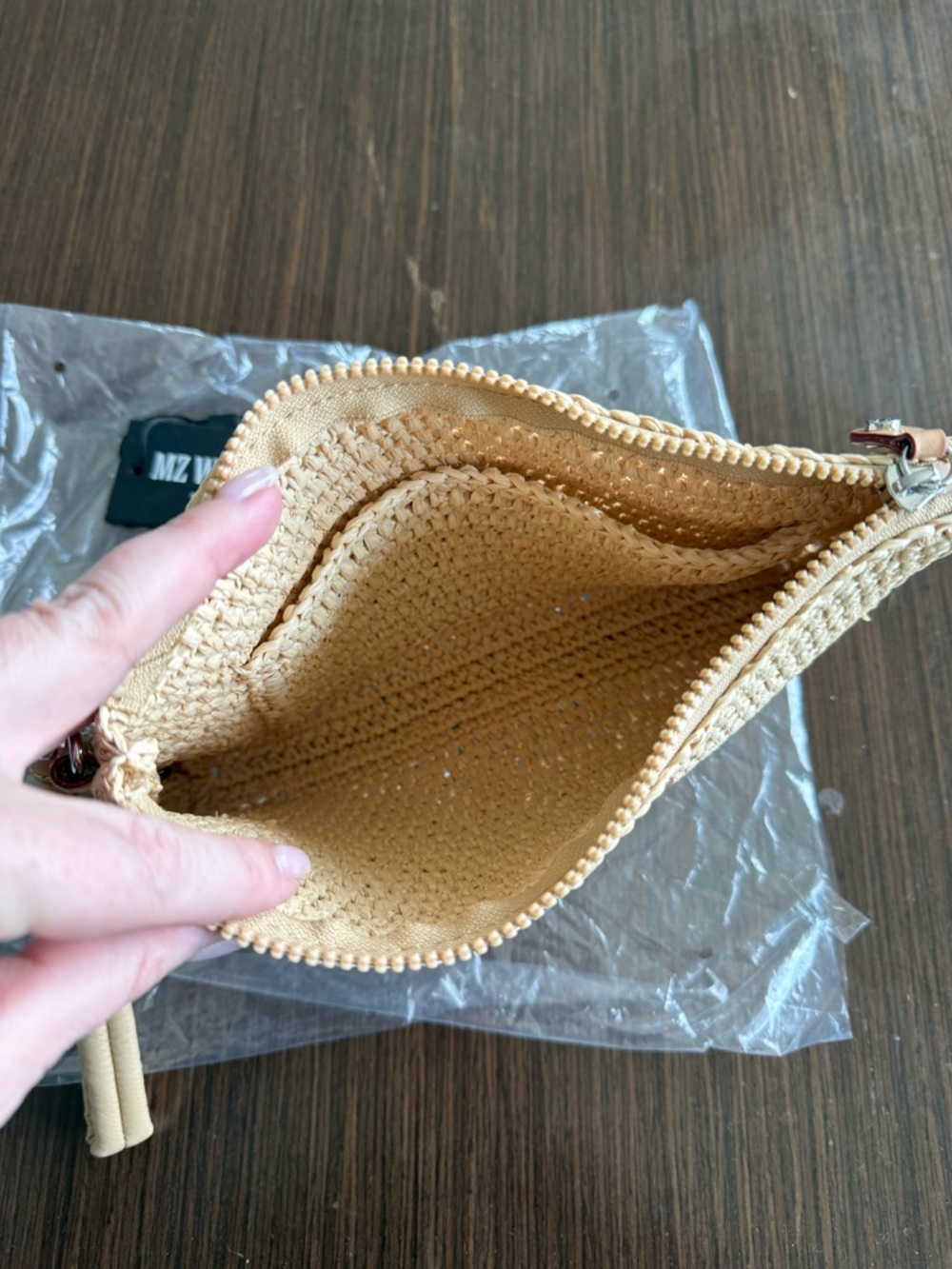 MZ Wallace Crochet/Camel Crochet Clutch Wristlet - Picture 4 of 9